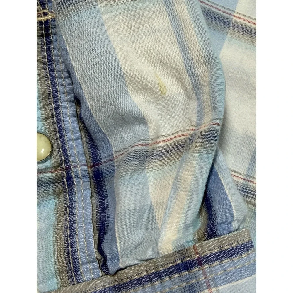 True Religion Mens Western Pearl Snap Buttons Plaid Long Sleeve Shirt Size Large